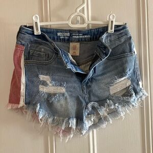 Patriotic, distressed shorts by Mossimo